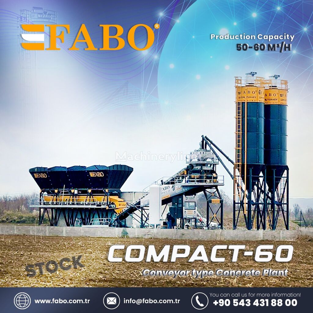 нов бетонов възел Fabo CENTRALE À BÉTON COMPACTE À BANDE 60 M3/H