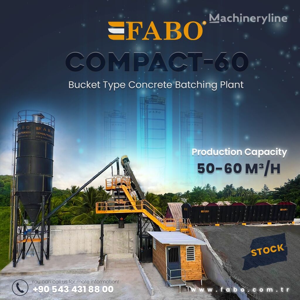 нов бетонов възел Fabo SKIP SYSTEM CONCRETE BATCHING PLANT | 60m3/h Capacity | STOCK